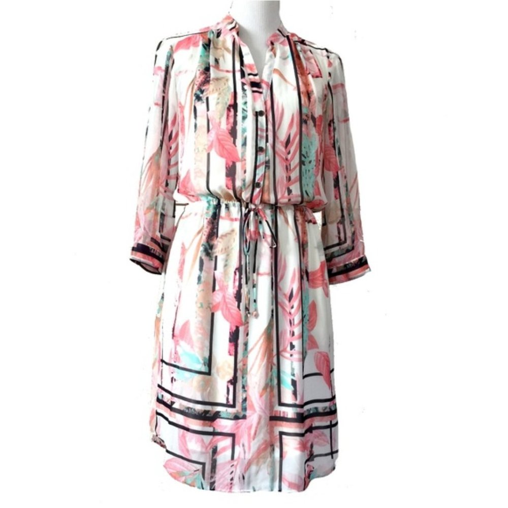 Chiffon Floral Shirt Dress